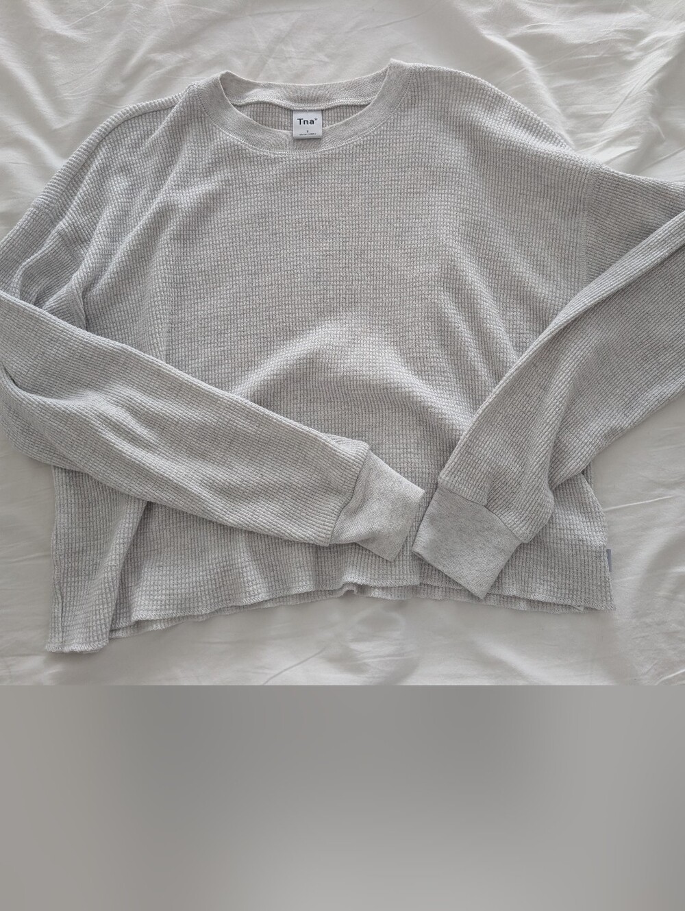 Tna Light Gray Waffle Knit Crewneck Sweater